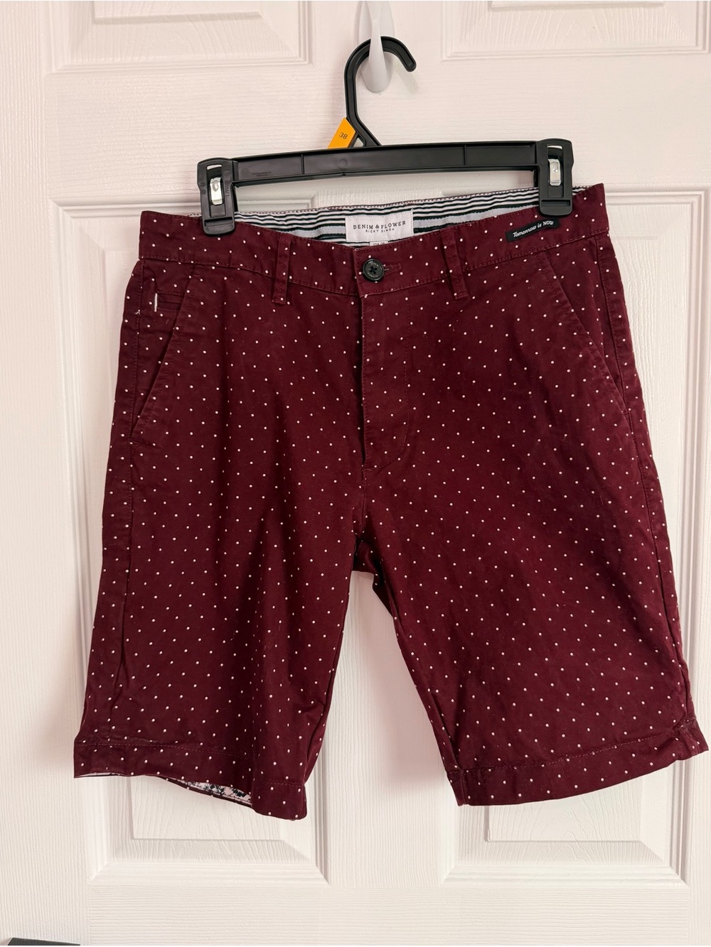 New Denim & Flower Ricky Singh men's casual shorts Sz 29 Maroon Burgundy Cotton